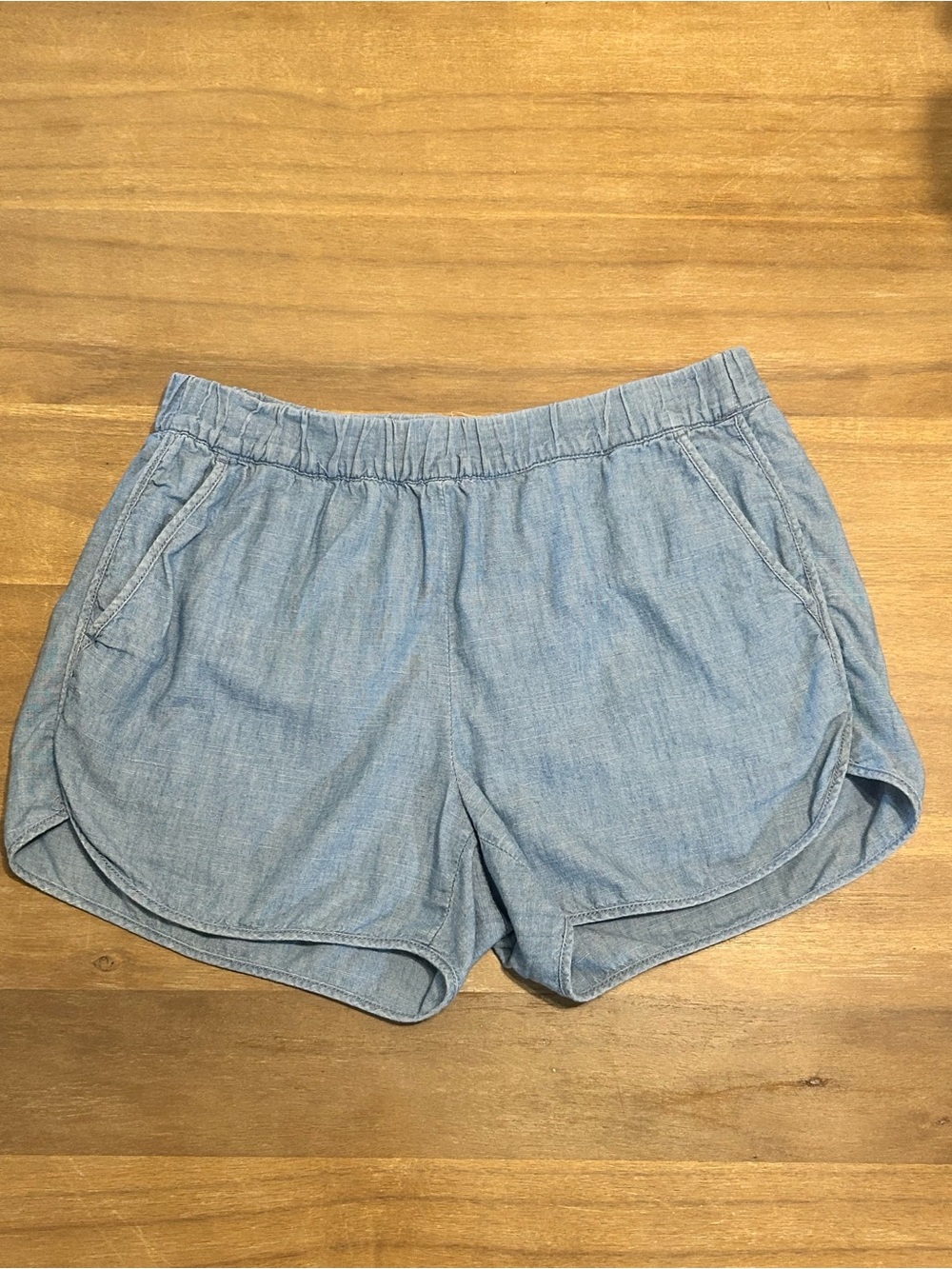 Madewell Chambray Pull-On Shorts Womens Small Blue Elastic Waist Casual Summer